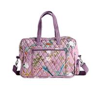Maison d' Hermine Sacs de week-end pour femme en coton matelassé pour la nuit, sac de week-end pour homme, gym, sport, voyage, voyage d'affaires, voyage en famille, 24 - Hokuzai - Violet, 17.9" L x 7