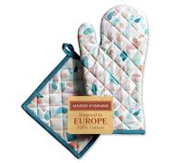 Maison d' Hermine Summer Picnic Ensemble Comprenant 1 Gant de Cuisine 100% Coton (19cm x 33cm) et 1 manique (20cm x 20cm) pour Barbecue, Cuisson, grillade, Micro-Ondes, Printemps et été