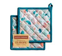 Maison d' Hermine Summer Picnic Lot de 2 maniques avec Boucle résistante à la Chaleur pour Barbecue, Cuisson, Barbecue, Micro-Ondes, Barbecue (20cm x 20cm)