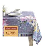 Maison d' Hermine Sweet Rose Lavender - Lush Lavender Roses Nappe 100% Coton pour la Cuisine Dîner Table Décoration de fête Mariage, fête mères Printemps/Été (Rectangle, 140cm x 180cm)