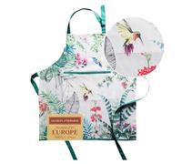 Maison d' Hermine Tropiques Tablier de cuisine 100% coton avec col réglable et poche centrale dissimulée, longues cravates pour femmes/hommes chef cuisine, fête mères (70cm x 85cm)