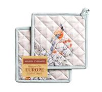 Maison d' Hermine Whitish Shabby Chique Lot de 2 maniques 100% Coton avec Boucle résistante à la Chaleur pour Barbecue, Cuisson, Griller, Micro-Ondes, Barbecue, Thanksgiving/Noël (20cm x 20cm)