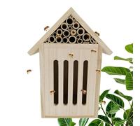 Maison d'abeilles maçonnique en bois naturel et abri à papillons - Décoration de jardin robuste et élégante, ruche pour , pollinisateur