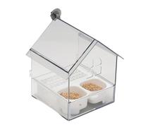 Maison d'alimentation pour oiseaux - 5,71x5,51 pouces Plat décoratif suspendu transparent pour attirer des oiseaux chanteurs, une construction extérieure robuste avec un plateau d'eau et des ,