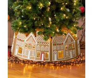 Maison dans L’Arbre De NoëL, Jupe D’Arbre De NoëL, Jupe D’Anneau D’Arbre De NoëL Blanc, Jupe D’Arbre De NoëL LED pour La FêTe De NoëL en Famille Arbre De NoëL DéCor Cadeau (B : 28 Pouces)