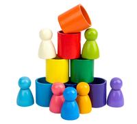 Maison De B¿¿B¿¿ En Bois Arc-En-Ciel, Poup¿¿Es D'arbre, Mini Blocs Empilables, Jouets Barres Arc-En-Ciel, Petite Taille, Jouet Cr¿¿Atif, Jeux De Table, Cadeau, Nouvelle Collection