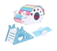 Maison de Cachette pour Hamster et pour Petits Animaux en PVC 3 Pièces Balançoire et Bascule Favorise Agilité et Prévient Obésité