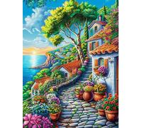 Maison de Campagne avec Un Chemin pavé 500 Pieces Casse-tête Adulte en Carton Anti-Déchirure Difficile Moyenne Décoration Murale Jeu De Société Anti-Stress Loisir Créatif 500 PCS