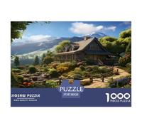 Maison de Campagne en Montagne Puzzles Jeu De Société Adulte Activités Familiales Stimulantes 1000 Pieces Chalet Alpin Puzzles Classiques Qualité Premium pour Adultes 38x26cm/1000pcs