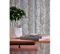 Livingwalls Papier peint Maison de Campagne aspect planches fleurs vintage Bleu