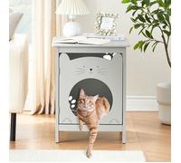 Maison de chat - Armoire à litière pour chat - Avec porte ouverte-Table d'appoint pour canapé, salon, blanc, 47.5 × 50,8 × 60,5 cm