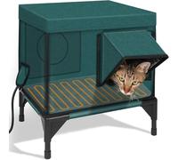 Maison de Chat chauffée extérieure pour l'hiver, Maison de Chat chauffée, 100% imperméable, Porte d'évasion sûre, abri de Chat extérieur isolé avec radiateur pour Grange Sauvage Chat Kitty S