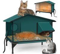 Maison de Chat chauffée très Robuste, abri de Chat Sauvage imperméable extérieur avec Porte d'évasion en Toute sécurité, auvent à l'extérieur pour Les intempéries pour l'hiver Errant M
