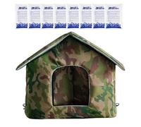 Maison de chat conditionnée à l'air | Foldable Oxford Cloth Cooling Pet House with Ice Pack Insulated Bed for Cat Dogs S M L | Intérieur Outdoor Summer Cooling Shelter | Heat Resistant Pet Tent