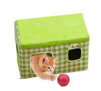 Maison de chat d'extérieur rafraîchissante, abri de chat en paille isolée, grotte résistante aux intempéries pour une utilisation intérieure et extérieure, parfaite pour le patio, le balcon, la valve