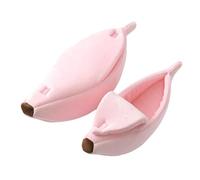 Maison de chat en forme de banane confortable et drôle, tapis mignon et durable pour chats et chiens, nid de chat multicolore (rose, taille S, 55 x 20 x 15 cm)
