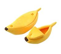 Maison de chat en forme de banane confortable et drôle, tapis mignon et durable pour chats et chiens, nid de chat multicolore (jaune, taille S, 55 x 20 x 15 cm)