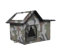 Maison de Chat en Plein air, 16,93 Pouces à l'épreuve du Temps Semi-fermé des Chats refuges pour Hiver, lit de Couchage de Chaton Chaud avec Coussin, Grotte de Chat pour Grange, Cour, Cour, Balcon