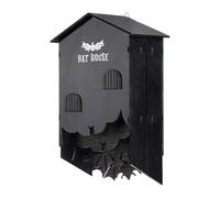 Maison de chauve-souris murale en bois - Trois chambres - Abri mural pour jardin, cour, extérieur - Décoration d'Halloween