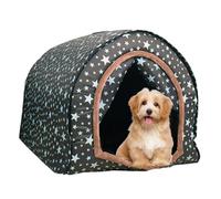 Maison de chien extérieur 2 en 1 grande maison de chien isolée avec une tente chaude amovible de chien tente lavable non glissante chien cave cave cave starry ciel kennel intérieur pour l'hiver