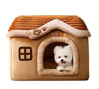 Maison de Chien intérieure Chaude détachable Petite Maison de Chien 17,7x13,8x14,6 Pouce Grand Espace château château Non Glissant Cave Lavable pour Chiens pour Les Petits et Moyens Chiens m