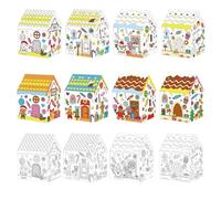 Maison de coloriage de Noël en Carton | 12 pièces Décoration de Noël, Maisons à colorier en Papier | pour, Adultes, Parents, professeurs d'art, Jardins d', Anniversaire, Jeu d'intérieur