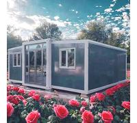 Maison de conteneur extensible de 6,1 m, 12,2 m, petite villa mobile préfabriquée 2 chambres pour hôtels, bureaux, villas extérieures, vérandas, jardin
