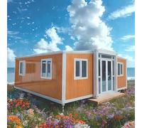 Maison de conteneur extensible en acier avec 2 chambres à coucher, salon de luxe préfabriqué 5,8/7,2 m/12,2 m maison pour bureau, boutiques, maison temporaire, maison de glamping, cabine de jardin