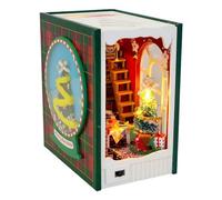 Maison de de Noël - Kit de serre-livres miniatures en bois avec lumière LED pour filles