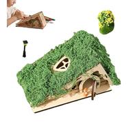 Maison De Fée Assemblée en Bois - Kit De Maison De Fée Triangulaire avec Arbres en Mousse | Décoration D'étagère Bricolage Couleur Doodle | Bureau De Rebord De Fenêtre pour, Filles, Filles, Ma