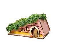 Maison De Fée Assemblée En Bois - Kit De Maison De Fée Triangulaire DIY Avec Mousse Et Arbres Simulés | Cottage Artisanal À Peindre Pour Les Décorations De Jardin Féerique | Maquette Créative En Bois