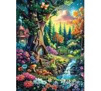 Maison de fée dans la forêt 1000 Pieces Casse-tête Personne Âgée en Carton Rigide sans Déformation Contes de fées Animaux et Plantes Facile Débutant Thérapie Occupationnelle Anti-Stress Petit Prix 1