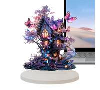 Maison de fées en acrylique - Miniature plate papillon | Décoration extravagante | Décoration de table pour les fêtes - Enchanteur panneau de bureau « Benefiz », merci
