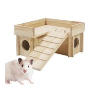 Maison de Gerbille en Bois, Maison de Hamster - Cage en Bois pour Hamster Durable, écologique et divertissante avec Toboggan d'escalier Amusant pour Grimper, abri Secret