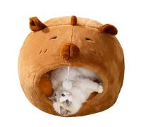 Maison de grotte pour chat, maison chaude pour chat pour l'intérieur - Lit apaisant au design Capybara pour dormir des chiots et des chats, réserves d'hiver chaudes, lit grotte pour animaux de