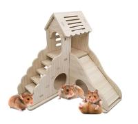 Maison de hamster en bois - abri et tour de jeu pour petits animaux Convient également aux chinchillas et hérissons, réduit la pauvreté de mouvement avec toboggan et échelle, maison de villa