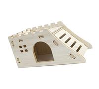 Maison de Hamster en Bois, Jouet, Cachette Sûre pour Hamsters, Jeu d'escalade et Abri, Couleur en Rondins, 1 Pièce (Petit château à échelle d'escalade, 15x7x5cm)