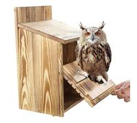 Maison de Hibou en Bois, boîtes pour Oiseaux murales extérieures, pour Arbres, clôtures, colonnes de Jardin, 9.1x3.4x14.6 Pouces