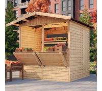 TIMBELA M149 Maison de Jardin en Bois - Étal de Marché avec Comptoir, L253xP263xH232 cm / 4 m², Facile à Monter et à Démonter, Bar Jardin, Abri Multifonctionnel