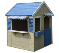 Kangui Maison de jardin enfant Cabane en bois avec plancher Toit étanche Bleu et blanc