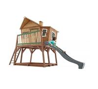 AXI Maison de jeu Max – Bac à sable et toboggan vert – Bois FSC Marron/Vert