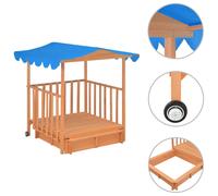 Maison de jeu d'enfants et bac à sable en bois de sapin bleu avec toit de protection UV50 - VidaXL