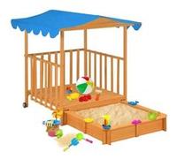 Maison de jeu d'enfants et bac à sable en bois de sapin bleu avec toit de protection UV50 - VidaXL Bleu G