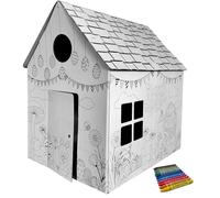 Maison de jeu en carton à peindre et décorer, avec stylos, maison, jouets, carton, 106 x 84 x 110 cm, motif de Pâques