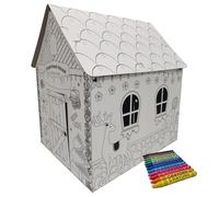 TikTakToo Maison de jeu en carton à peindre et décorer, avec stylos, maison, jouets, carton, 106 x 84 x 110 cm, pain d'épices de Noël
