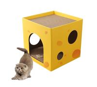 Maison de jeu pliable pour chat - Grattoir carré pour chat - Eco Cat Cave pour l'intérieur - Espace de repos multifonction pour petits animaux - Panneau de de meuble - Lieu de nidification