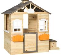 Maison de jeu pour enfants en bois Maison de jeu pour enfants avec fenêtre Boîte aux lettres Extérieur Maison de jeu de jardin avec fleurs