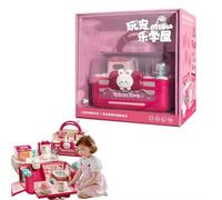 Maison de jeu pour poupée lapin, 23,1 x 24,9 x 17 cm avec contrôle magnétique, jouets mobiles une variété de sons engageants, ensemble de jeu confortable pour animaux de compagnie avec figurine