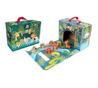 PLANÈTE BOIS - Maison de Jeu Safari - FSC - 030246-10 Pièces - Multicolore - Bois - Jeu pour Enfant - Zoo - Jungle - Animaux - Transportable - Univers - 24 cm x 18 cm - À Partir de 18 Mois