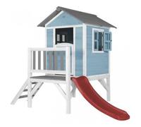 Axi Maison Enfant Beach Lodge Xl En Bleu Avec Toboggan En Rouge